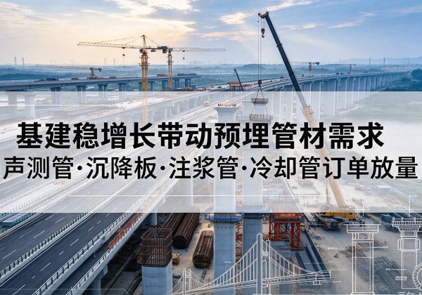 江阳基建稳增长带动预埋监测管材需求，声测管、沉降板、注浆管订单持续放量
